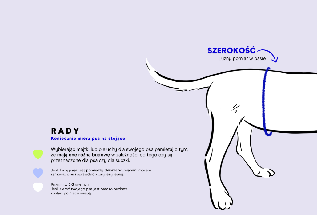 Pieluchy dla samca +/- 2cm - measurement guide
